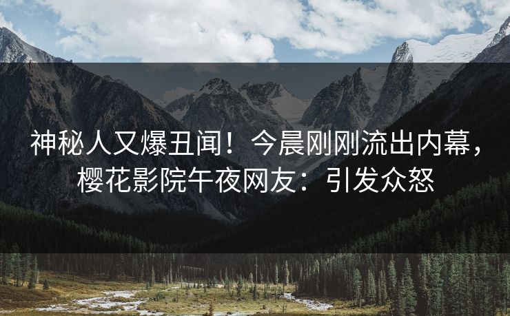 神秘人又爆丑闻！今晨刚刚流出内幕，樱花影院午夜网友：引发众怒